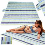 Saltea impermeabila de plaja sau picnic 200 x 200 cm Blue Strips
