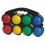 Set joc Boccia Petanque cu 8 bile multicolore si 2 bile-tinta in trusa transport cu maner