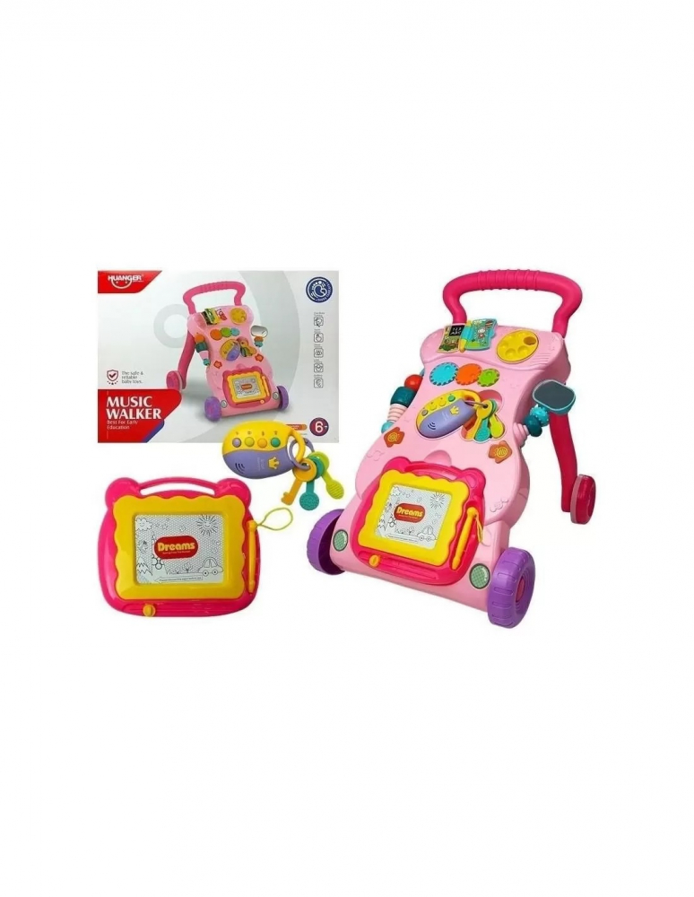 Antepremergator multifunctional LeanToys pentru bebe cu centru de activitati roz 5995 - 2