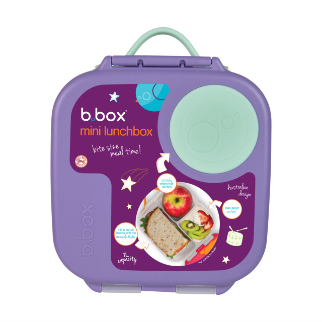 Caserola compartimentata Mini Lunchbox B.Box lila cu vernil - 2 | YEO