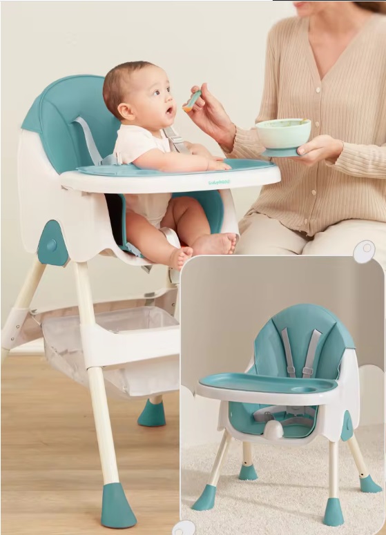 Scaun de masa Little Mom 2in1 cu perna si cos pentru accesorii Blue