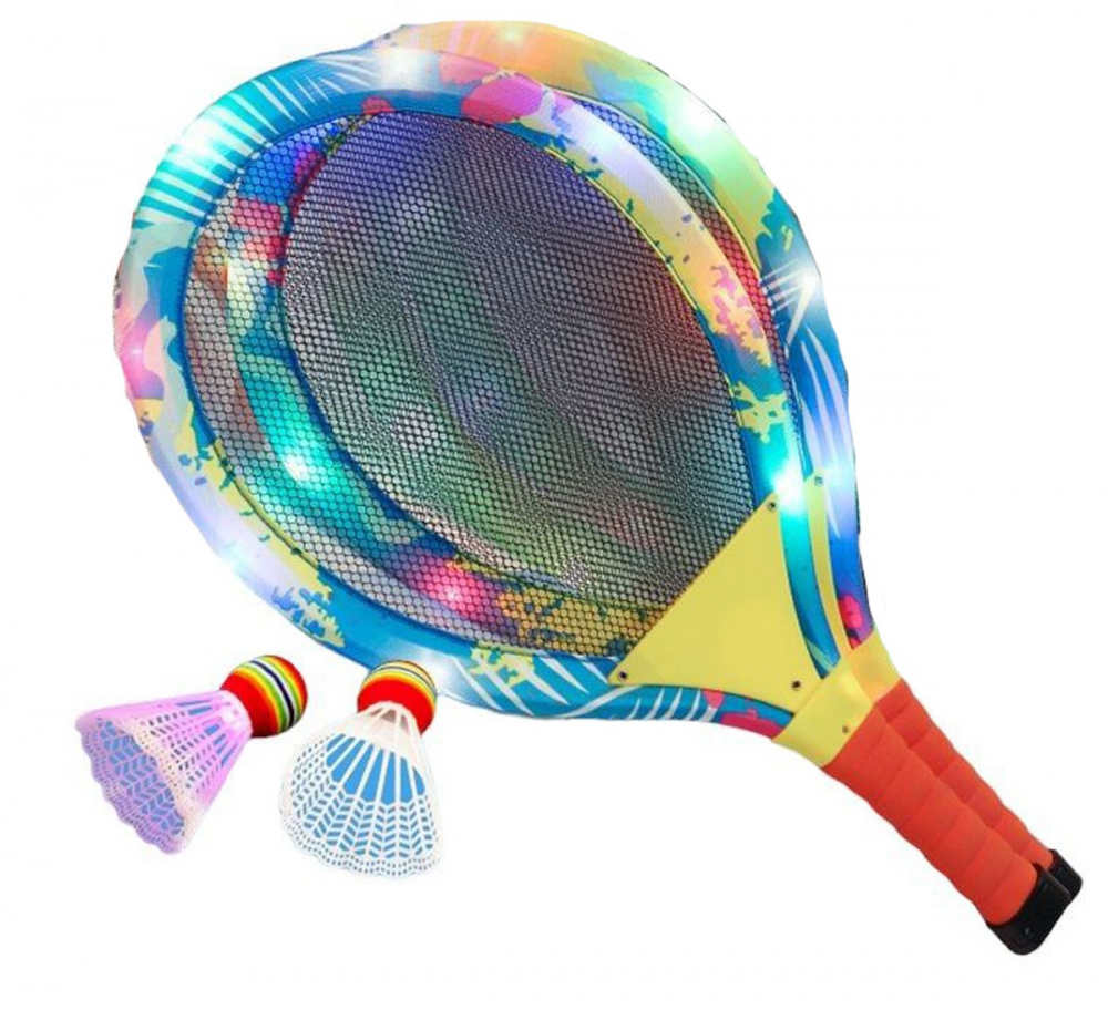 Set rachete badminton cu lumini LED si minge cu fluturas Colorful - 1