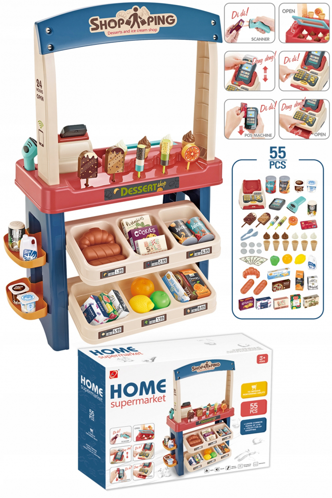 Supermarket Stand pentru dulciuri cu 55 de accesorii