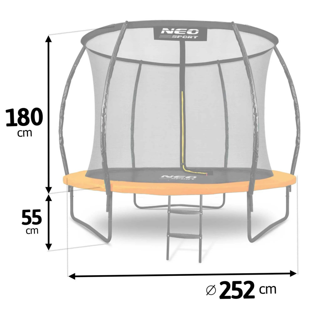 Trambulina de gradina pentru copii 252cm 8ft Neo-Sport cu plasa interioara Orange - 2 | YEO