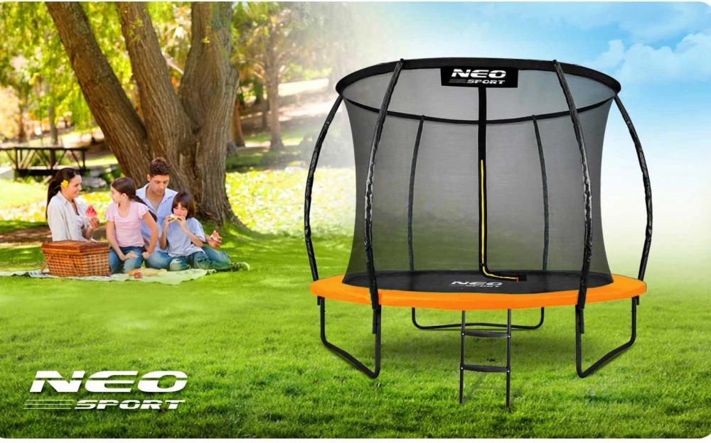 Poze Trambulina de gradina pentru copii 252cm 8ft Neo-Sport cu plasa interioara Orange nichiduta.ro 