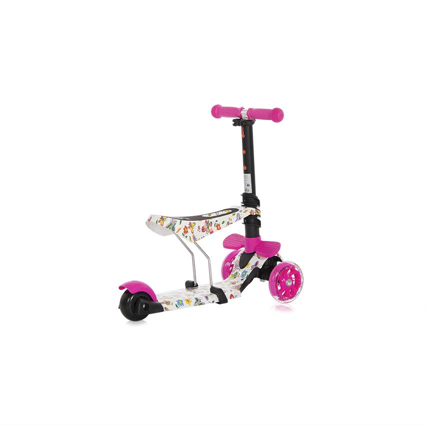 Trotineta pentru copii Smart Plus Pink Butterfly, 3 roti cu LED, scaun reglabil si detasabil, maner parental reglabil, ghidon reglabil, greutate suportata 20 kg, varsta 3 ani+ - 3