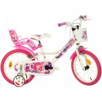 Bicicleta copii Dino Bikes 16 inch Fairy alb si roz