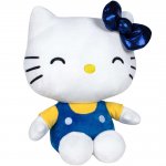Jucarie din plus Hello Kitty cu salopeta albastra Editie aniversara 16 cm