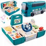 Autobuz interactiv 2in1 Matadi Blue transformabil in simulator de conducere cu volan,semnalizari cu lumini LED,schimbator de viteze,sunete si muzica