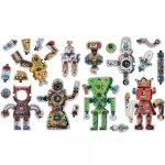 Puzzle pentru copii educational Banana Panda Mix&Match Robot Lab 65 piese 8 robotei parti interschimbabile