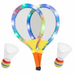 Set rachete badminton cu lumini LED si minge cu fluturas Colorful