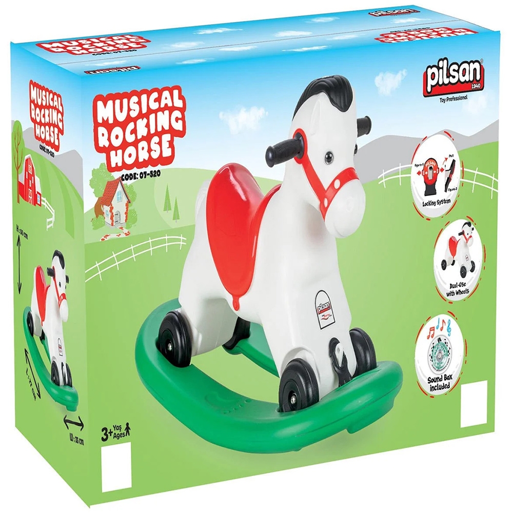 Balansoar muzical pentru copii Pilsan Horse white - 2 | YEO