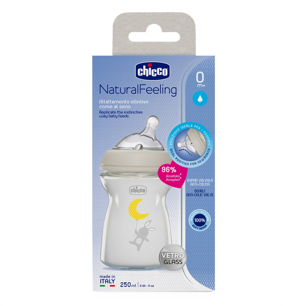 Biberon hranire din sticla Chicco Natural Feeling 250ml 0luni+ - 2 | YEO