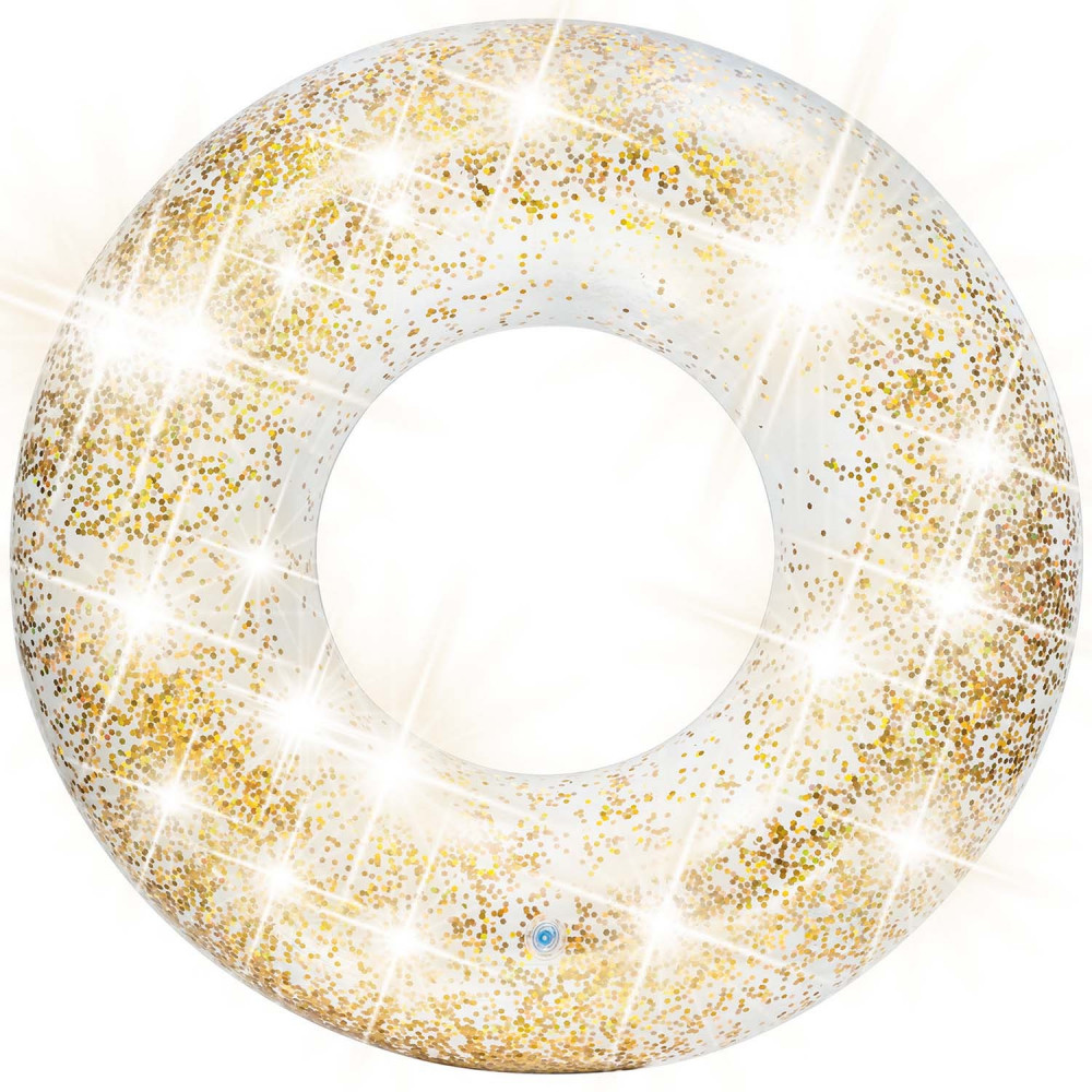 Colac mare gonflabil pentru inot Intex Glitter 119 cm sclipici Gold