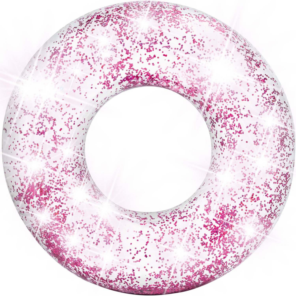 Colac mare gonflabil pentru inot Intex Glitter 119 cm sclipici Pink