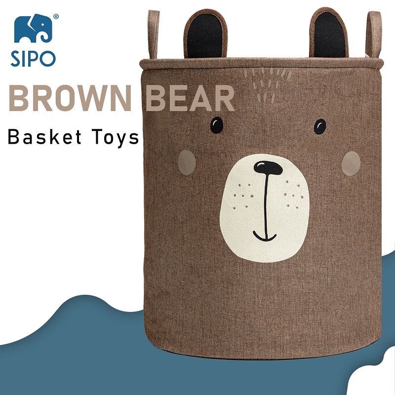 Cos pliabil Sipo pentru depozitare jucarii cu snur pentru inchidere Premium xl Brown Bear