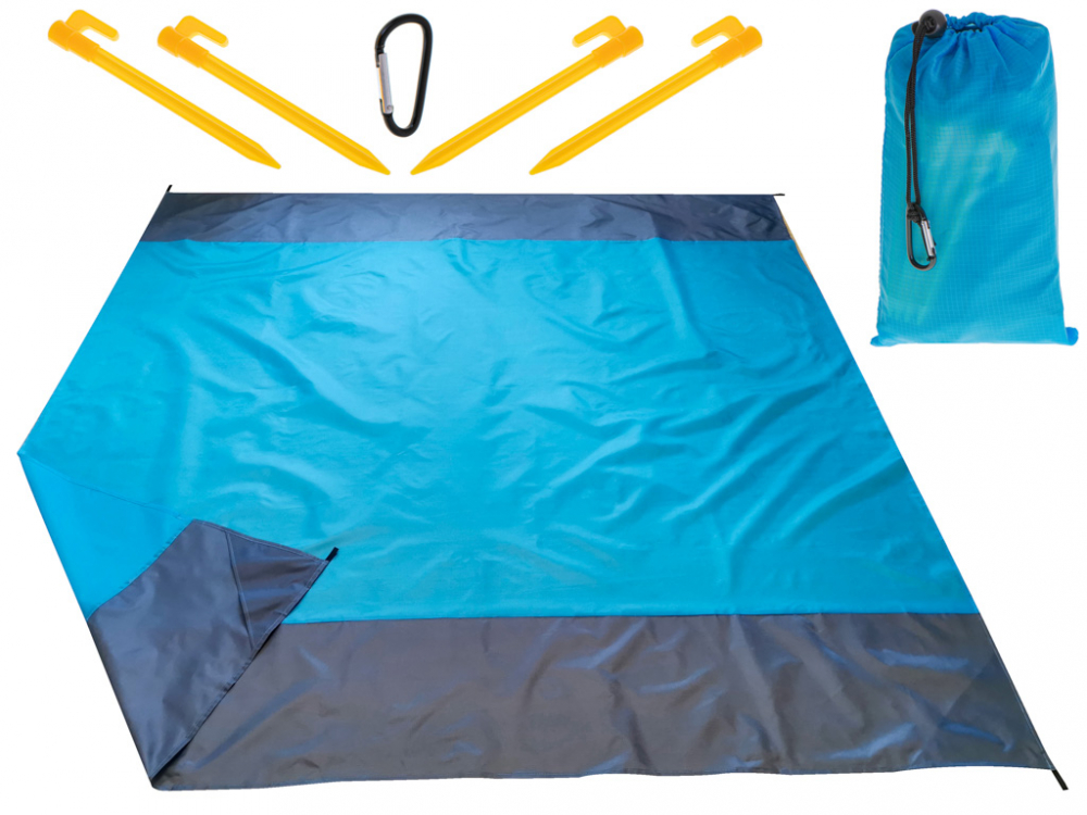 Covor impermeabil pentru plaja sau camping 210 x 200cm Blue