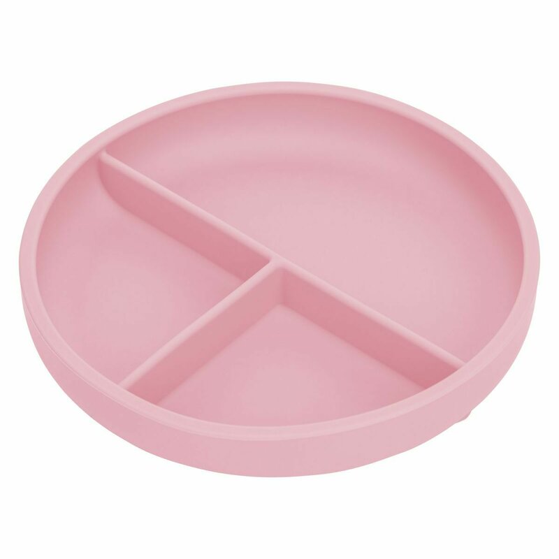 Farfurie compartimentata FreeON rotunda cu ventuza si 3 compartimente silicon 6-36 luni pink