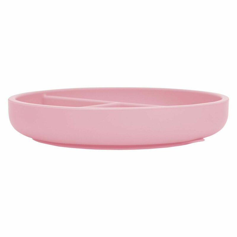 Farfurie compartimentata FreeON rotunda cu ventuza si 3 compartimente silicon 6-36 luni pink - 1 | YEO