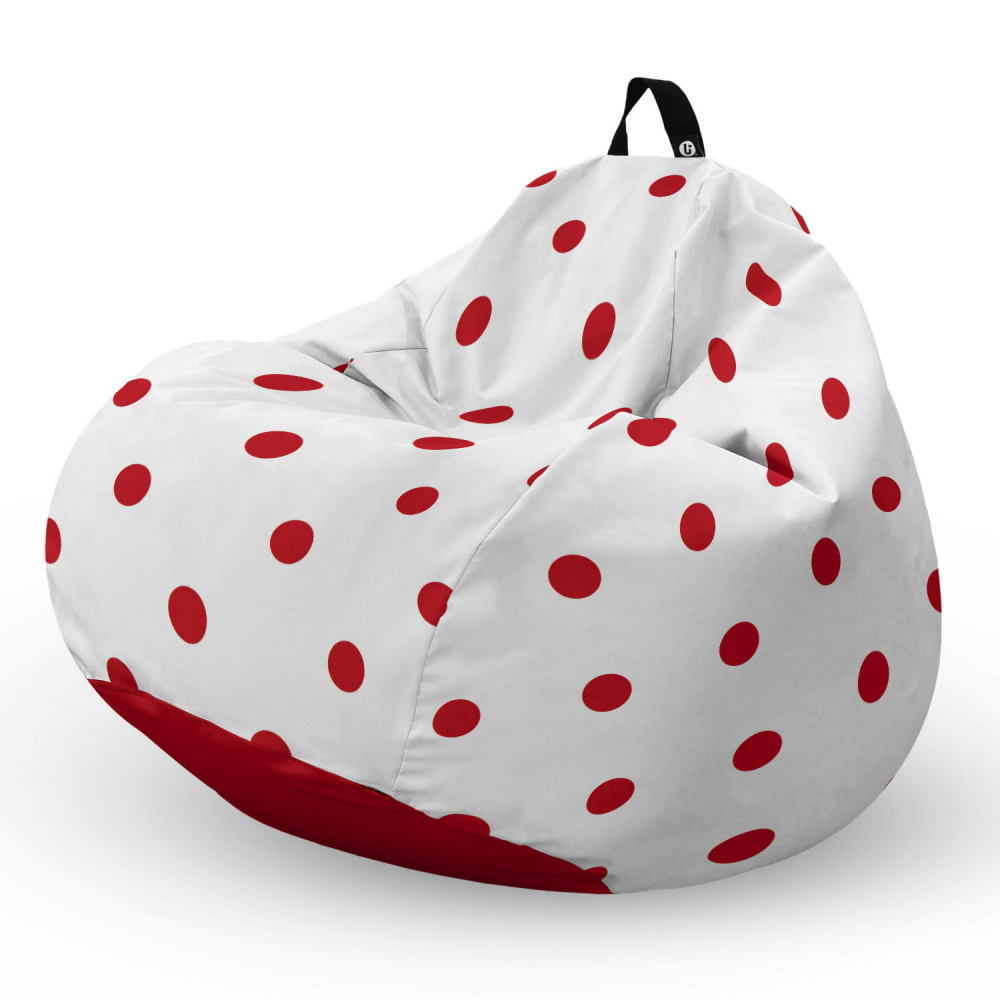 Fotoliu Puf Bean Bag tip Para XL alb cu buline rosii - 4