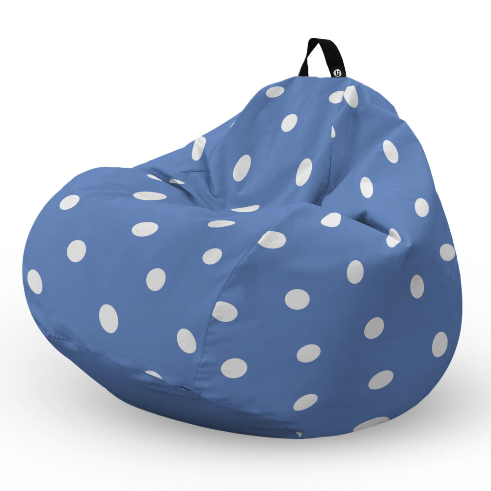 Fotoliu Puf Bean Bag tip Para XL albastru cu buline albe - 4