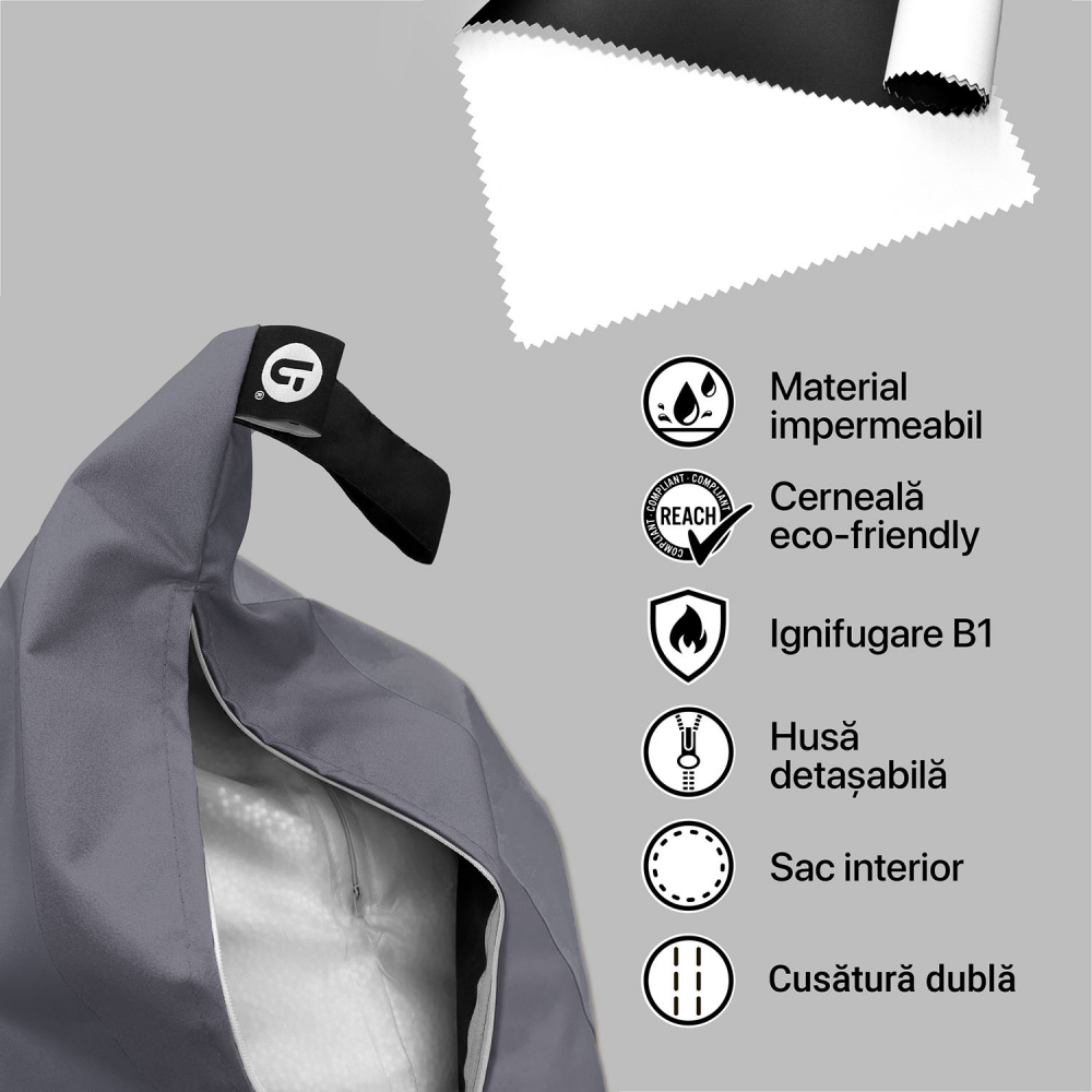 Fotoliu Puf Bean Bag tip Para XL Chroma Dark Grey - 3