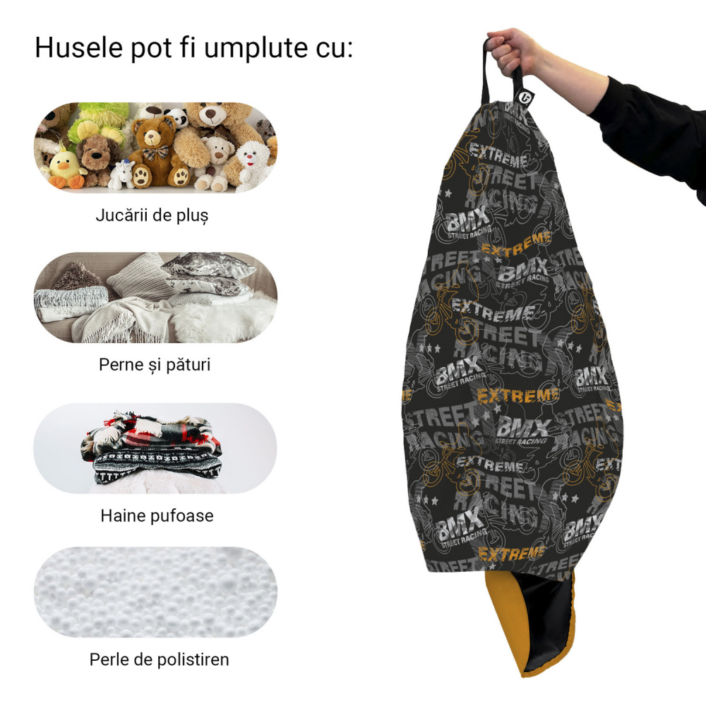 Husa fotoliu Puf Bean Bag tip Para L fara umplutura bmx