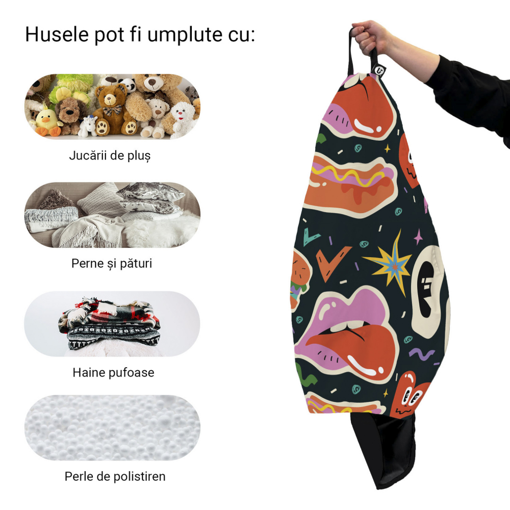 Husa fotoliu Puf Bean Bag tip Para L fara umplutura colaj