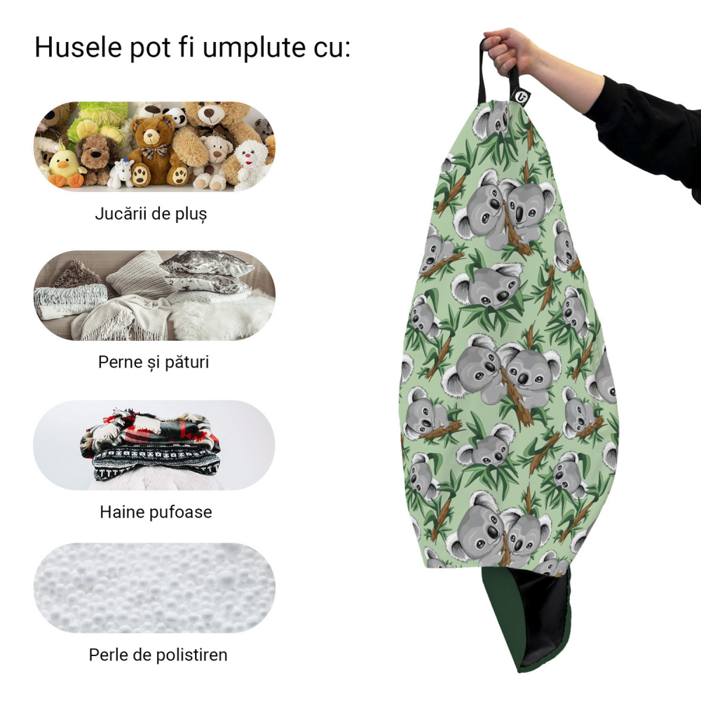 Husa fotoliu Puf Bean Bag tip Para L fara umplutura Koala