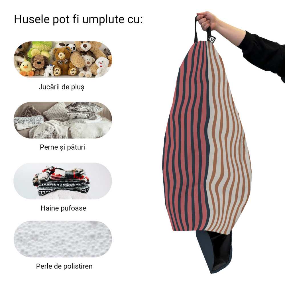 Husa fotoliu Puf Bean Bag tip Para L fara umplutura leme