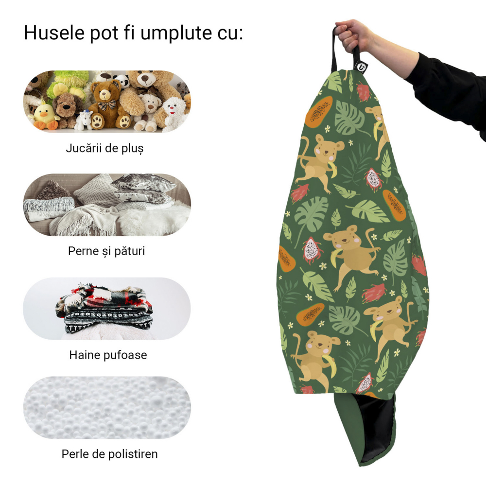 Husa fotoliu Puf Bean Bag tip Para L fara umplutura maimute