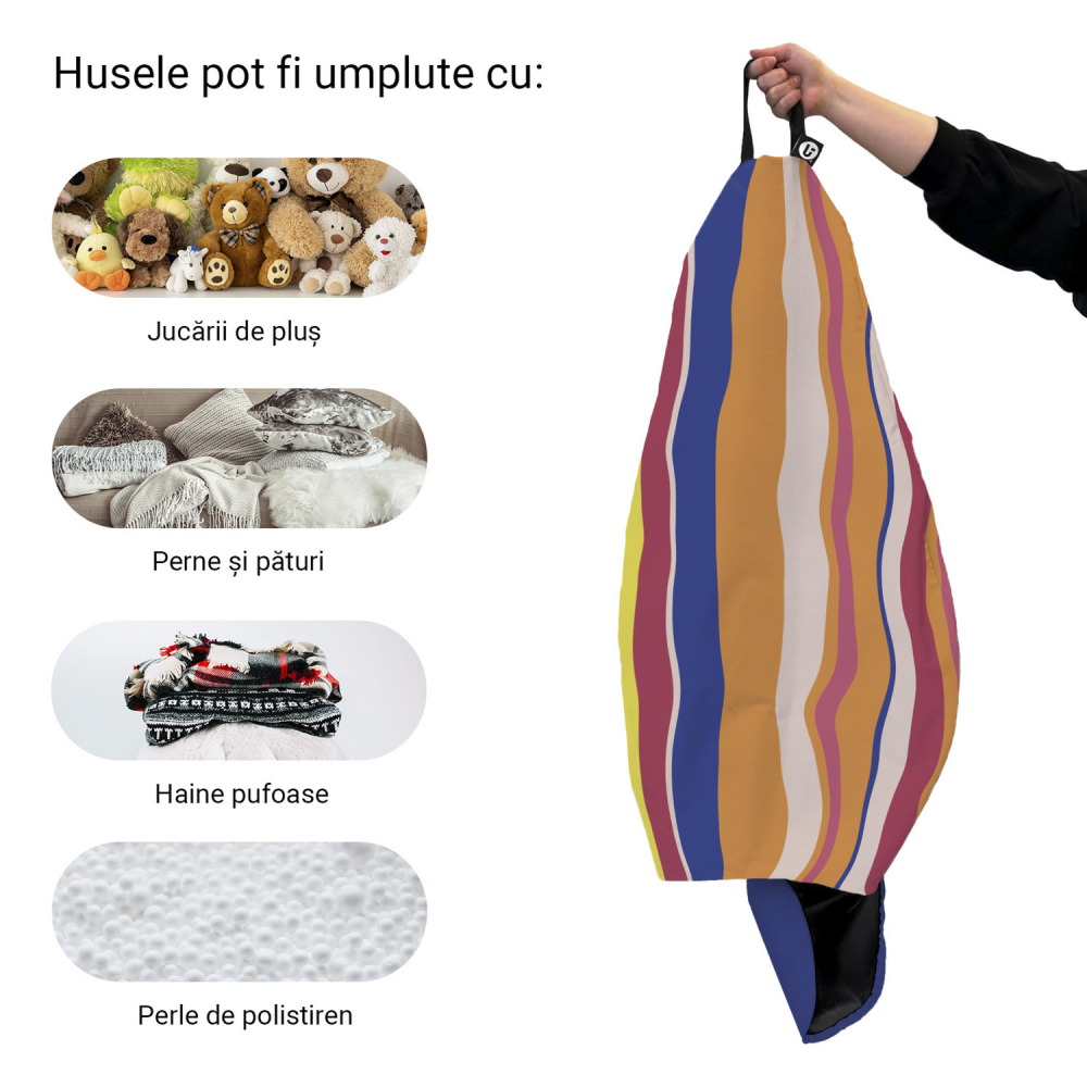 Husa fotoliu Puf Bean Bag tip Para L fara umplutura pipa orange