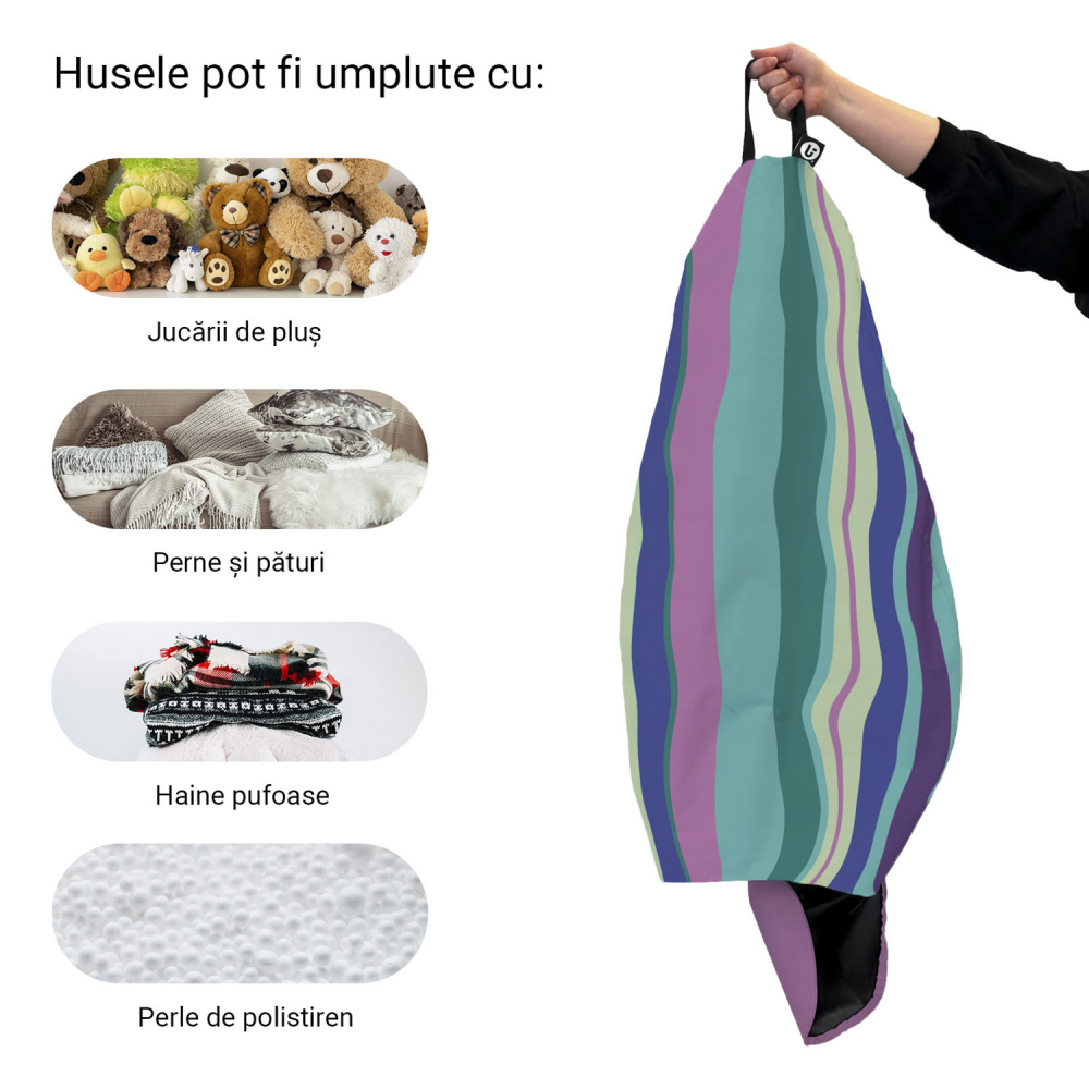 Husa fotoliu Puf Bean Bag tip Para L fara umplutura pipa periglacial