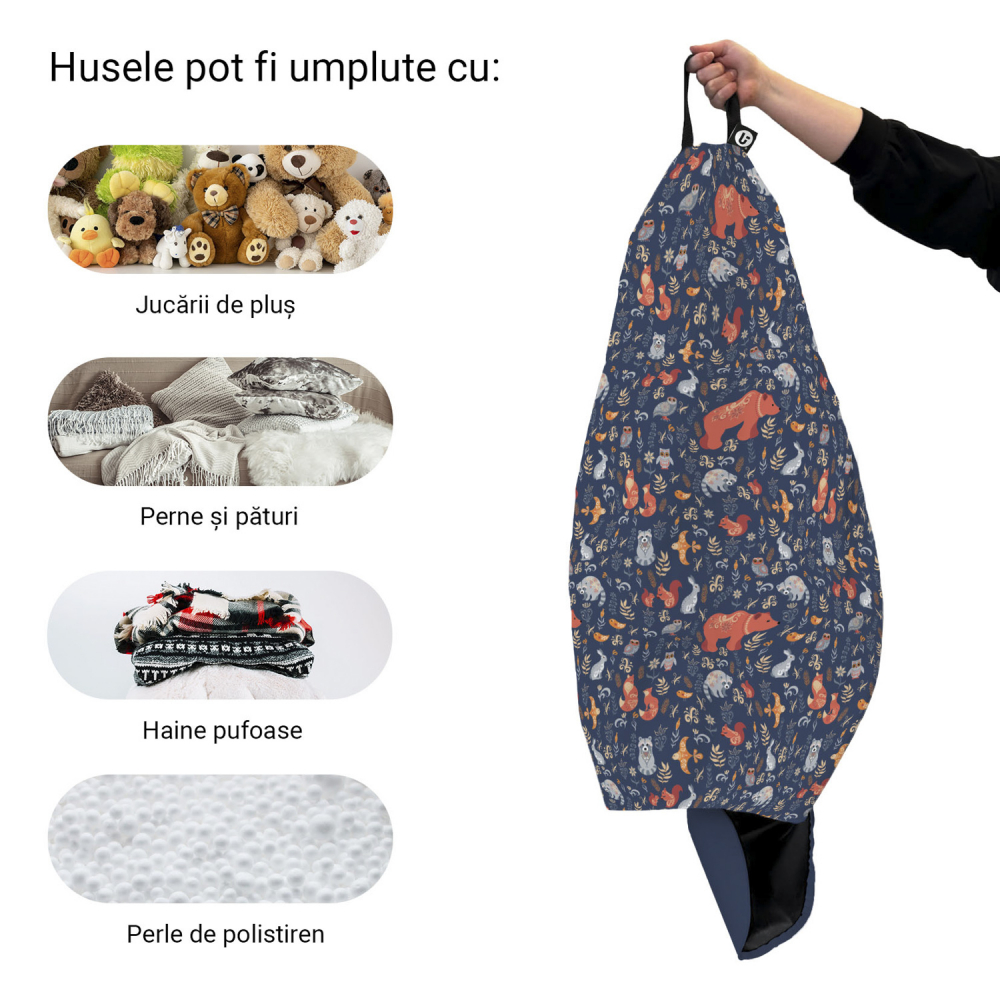 Husa fotoliu Puf Bean Bag tip Para L fara umplutura prietenii padurii