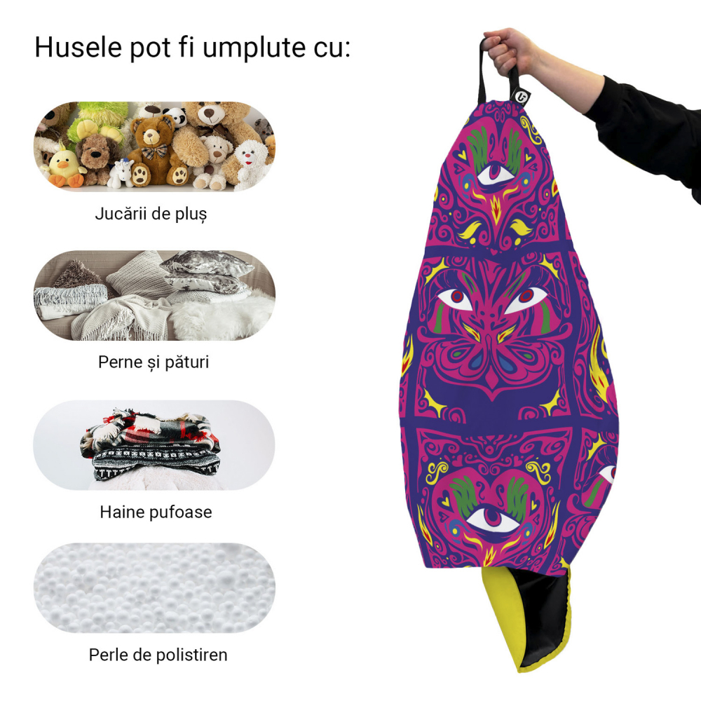 Husa fotoliu Puf Bean Bag tip Para L fara umplutura psihedelic