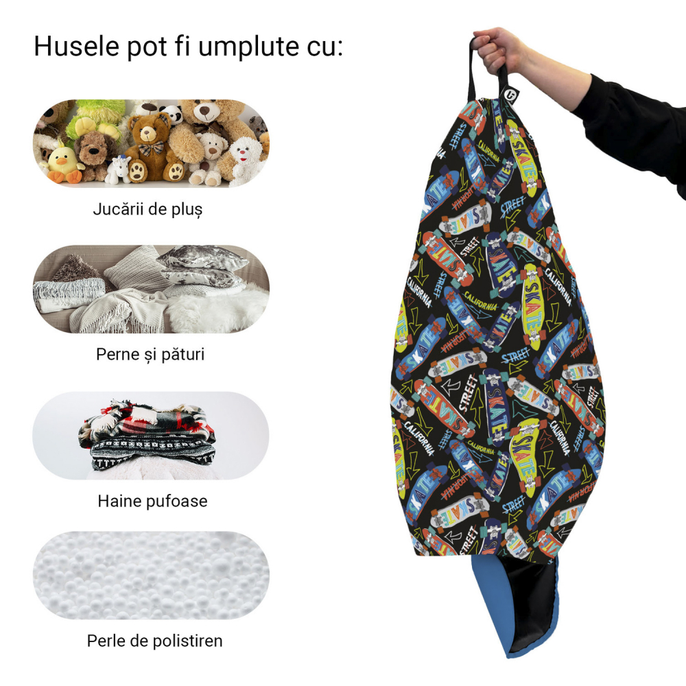 Husa fotoliu Puf Bean Bag tip Para L fara umplutura skate