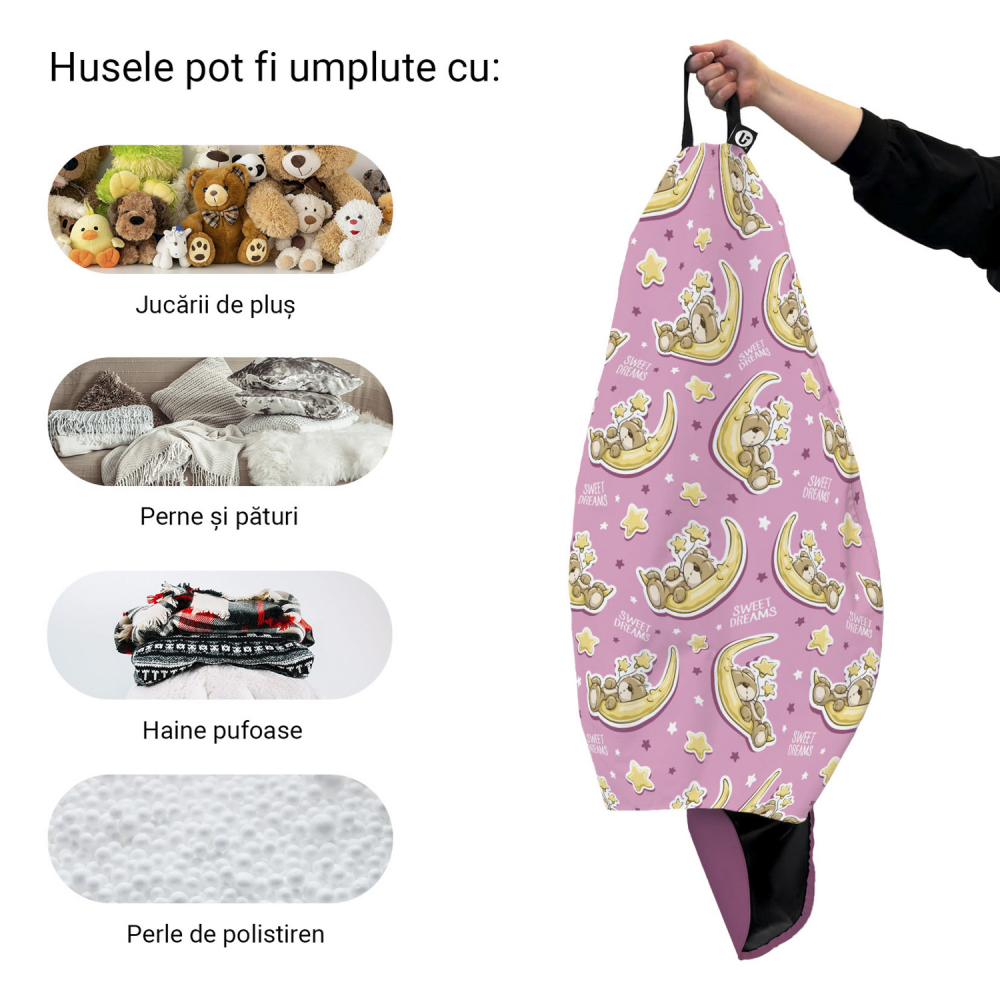 Husa fotoliu Puf Bean Bag tip Para L fara umplutura sweet dreams teddy bear