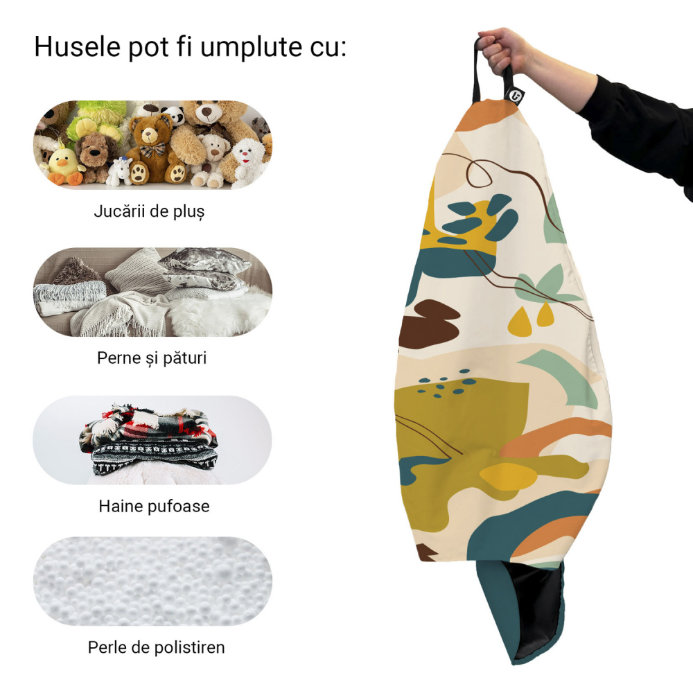 Husa fotoliu Puf Bean Bag tip Para XL fara umplutura Abstract Jungle