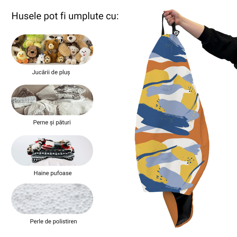 Husa fotoliu Puf Bean Bag tip Para XL fara umplutura Abstract Retro