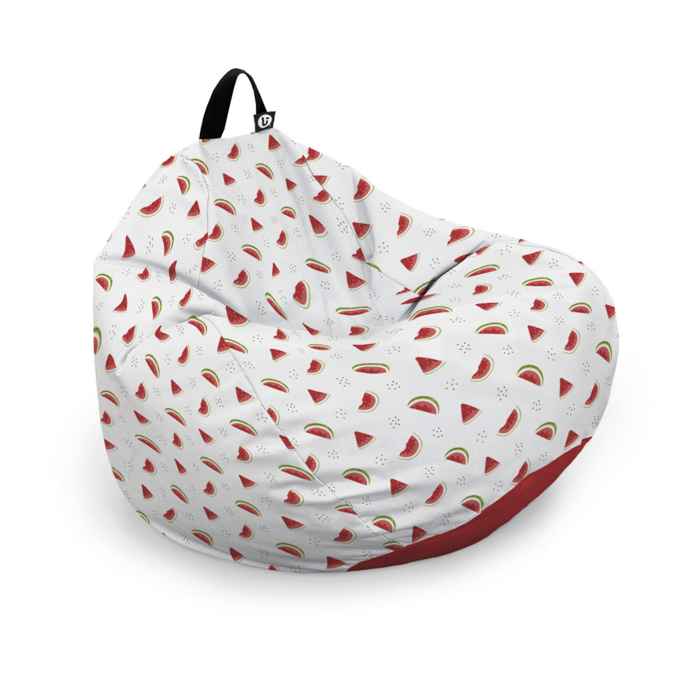 Husa fotoliu Puf Bean Bag tip Para XL fara umplutura alb cu felii de pepene - 5