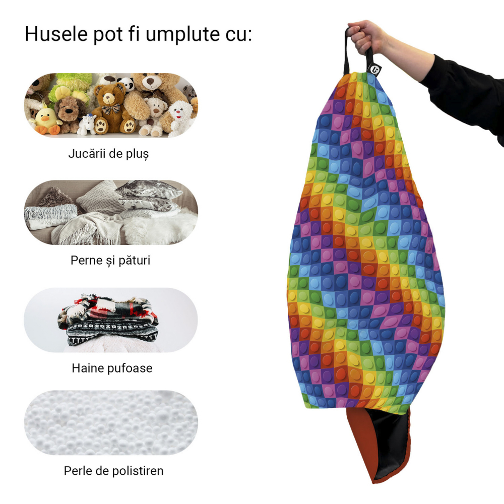 Husa fotoliu Puf Bean Bag tip Para XL fara umplutura Lego Abstract