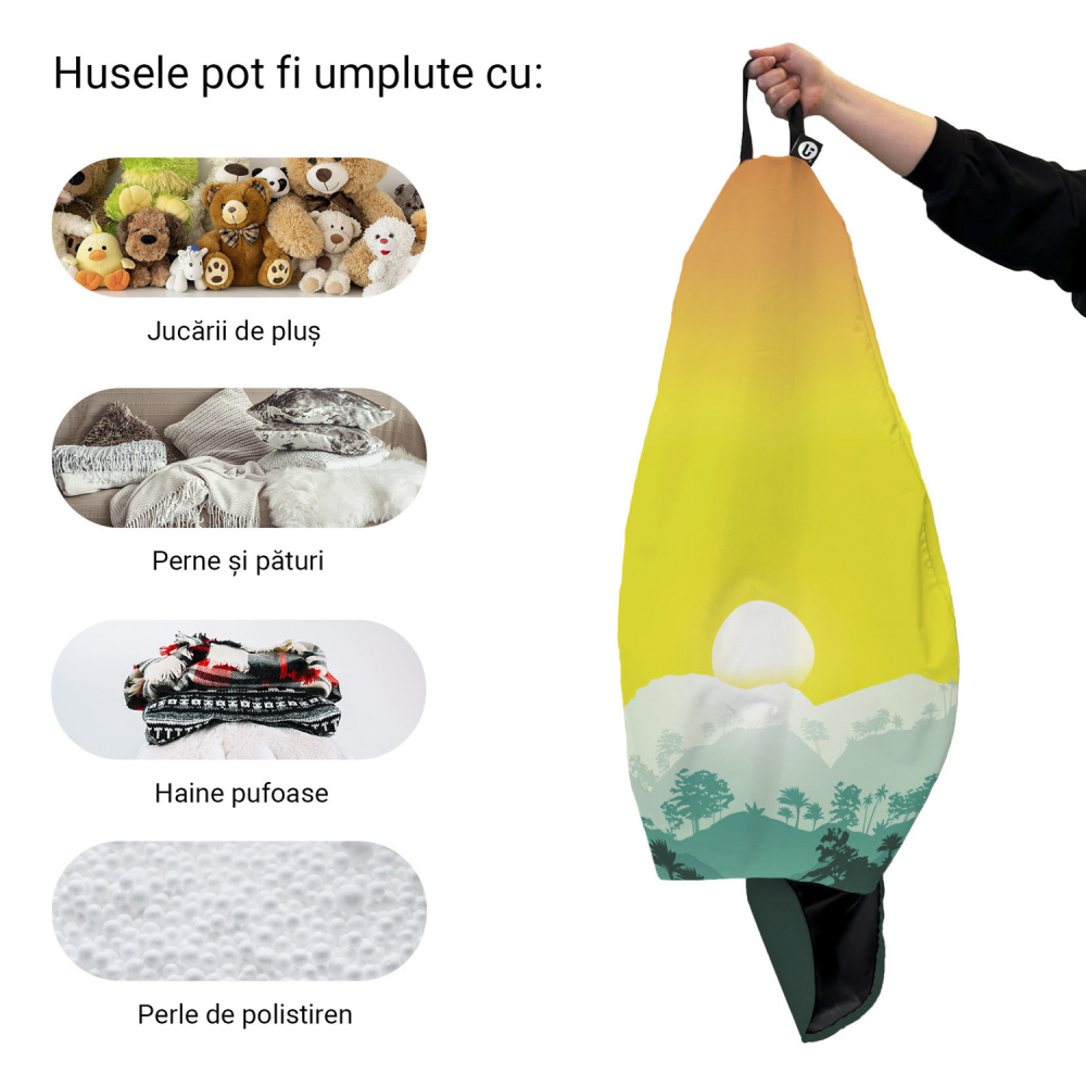 Husa fotoliu Puf Bean Bag tip Para XL fara umplutura Tropical