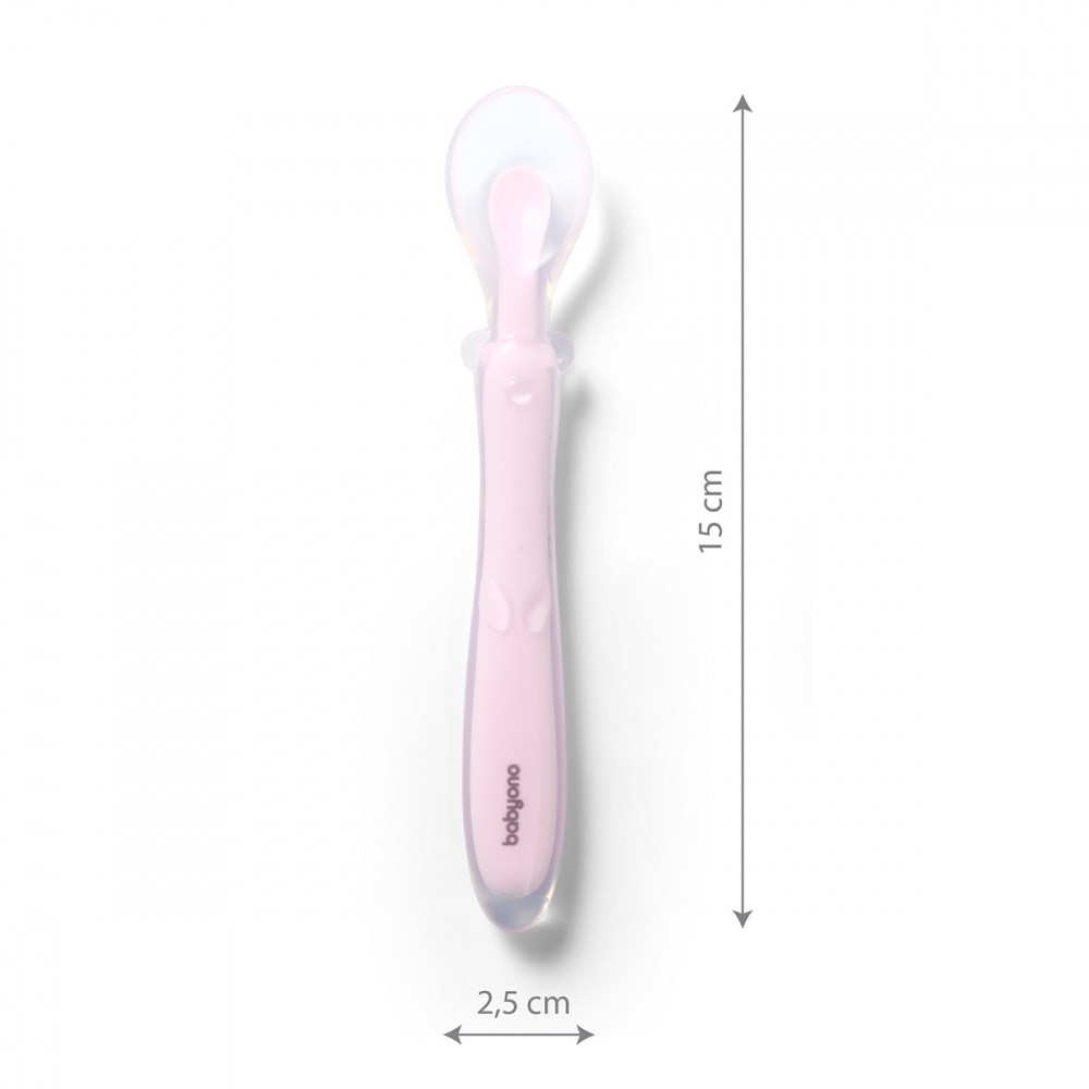 Lingurita flexibila din silicon Babyono roz - 2 | YEO