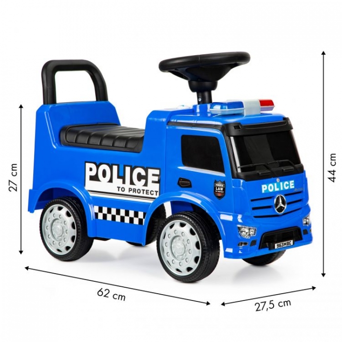 Masinuta de impins cu led Mercedes Politie Albastru - 7