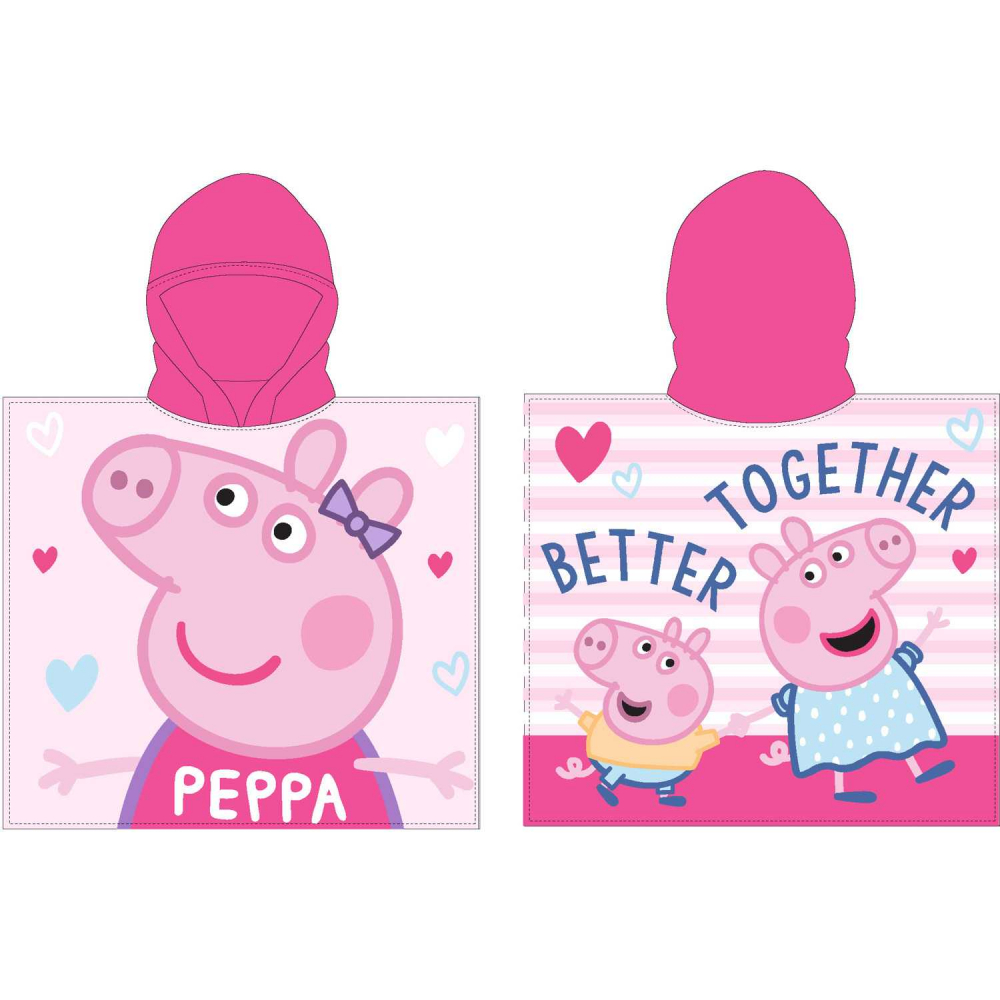 Poncho cu gluga Eplusm Peppa Pig Better Together 55x110 cm EPMPP52461237 roz - 1 | YEO