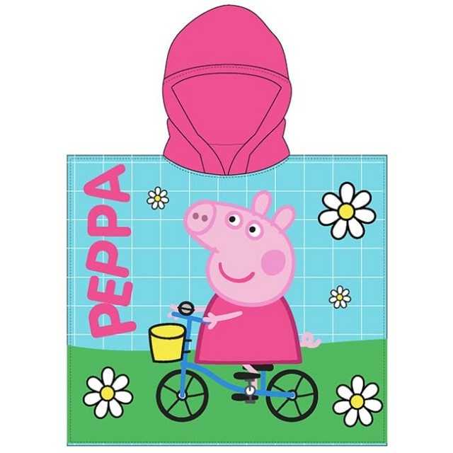 Poncho cu gluga Eplusm Peppa Pig Bike Ride 55x110 cm EPMPP52461236