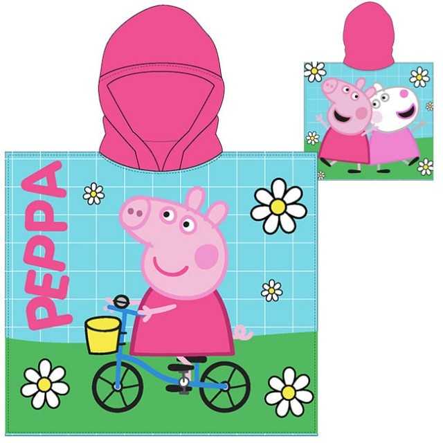 Poncho cu gluga Eplusm Peppa Pig Bike Ride 55x110 cm EPMPP52461236 - 1 | YEO