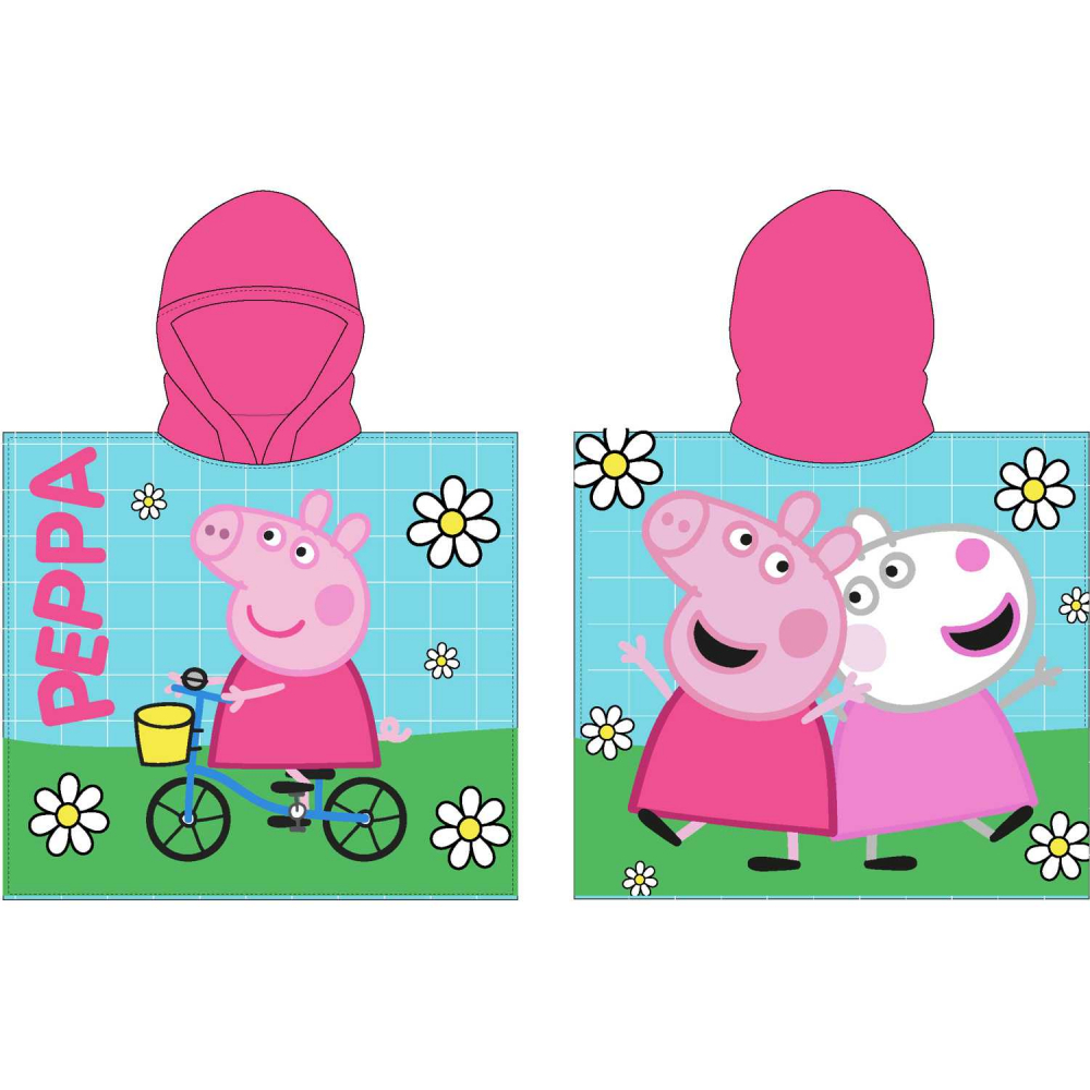 Poncho cu gluga Eplusm Peppa Pig Bike Ride 55x110 cm EPMPP52461236 - 2 | YEO