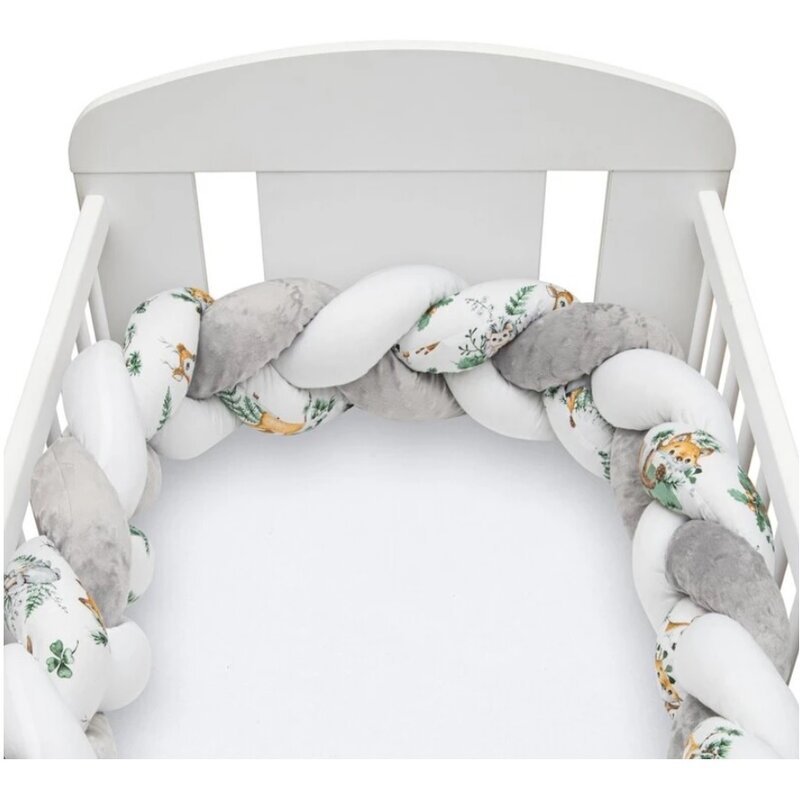 Protectie laterala New Baby pentru patut tip bumper impletit lungime 210 cm multicolor animale