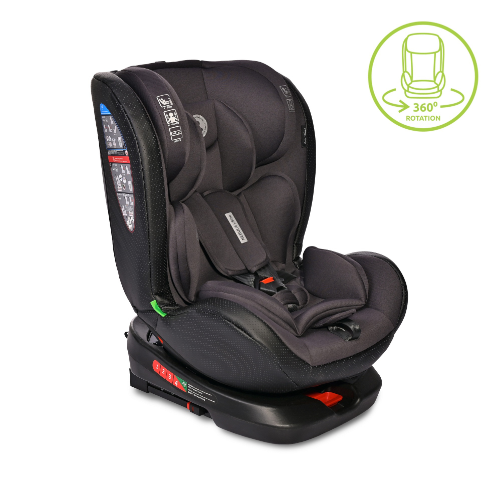 Scaun auto pentru copii Nebula i-Size, isofix, rotativ 0 luni-12 ani Black